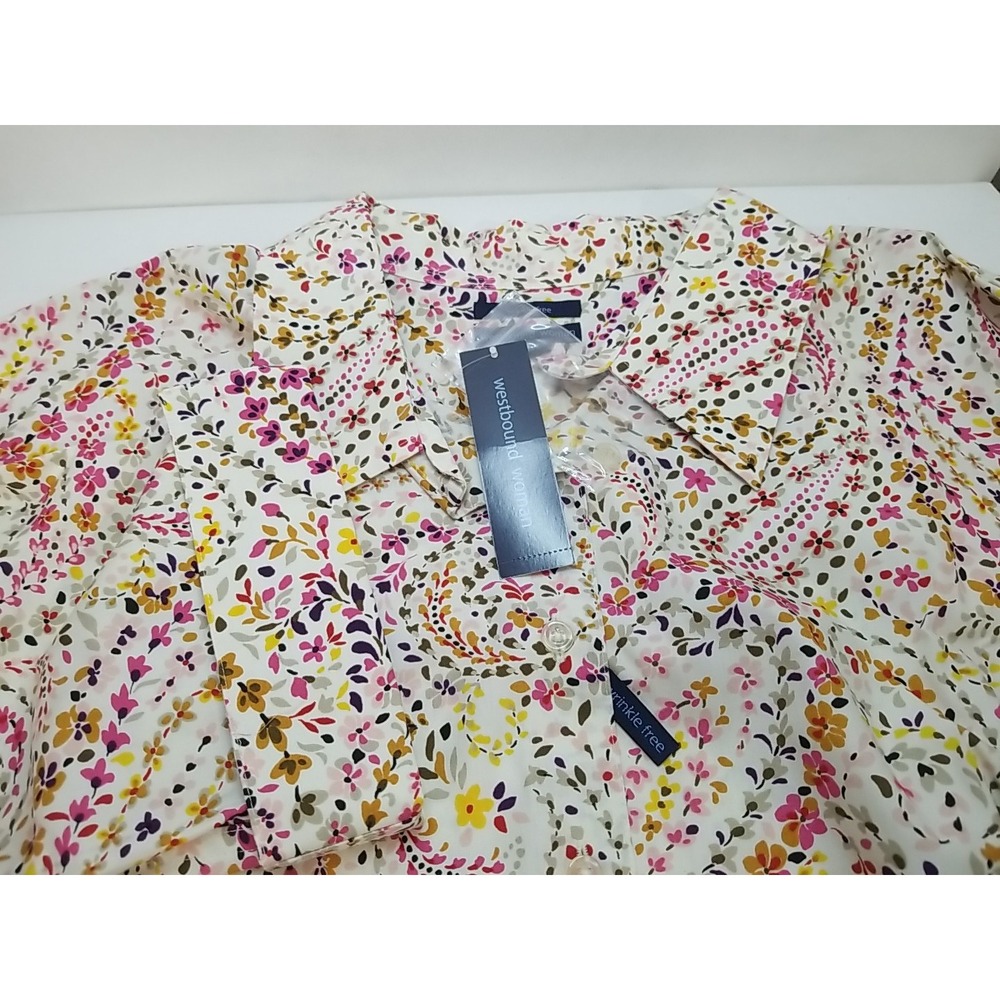 Westbound Woman Button‎ Up Floral Shirt Cottagecore Peasant Sz 22W Wrinkle Free